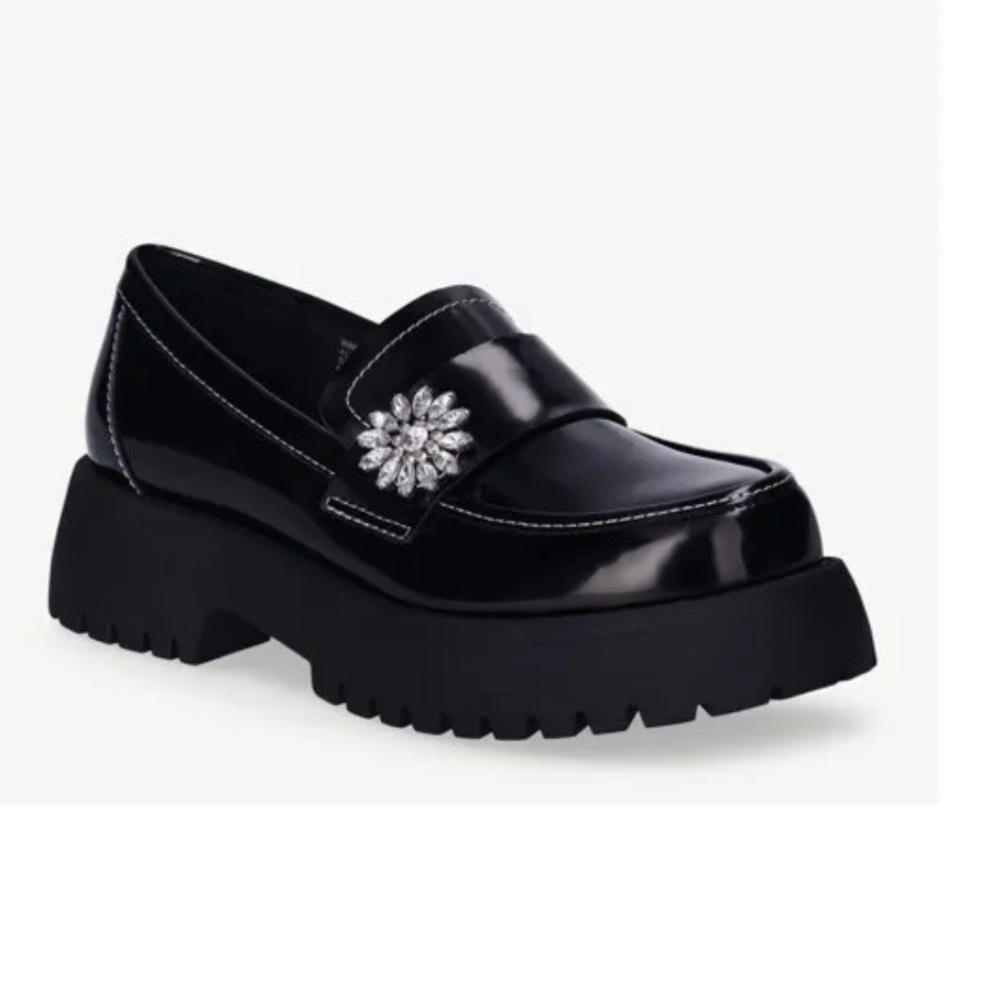 Scoop NYC Women’s Black Embellished Chunky Loafers Shoes 7.5 NEW